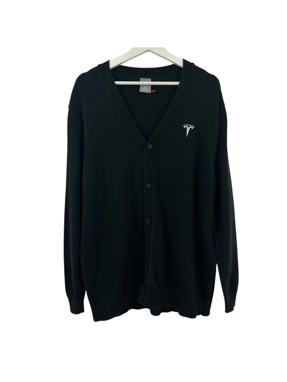 Tesla Men’s Black Button Down Cardigan Size L